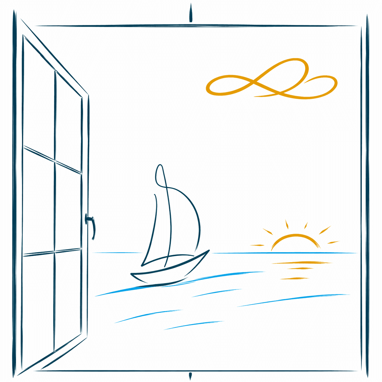 Segelboot im Fenster